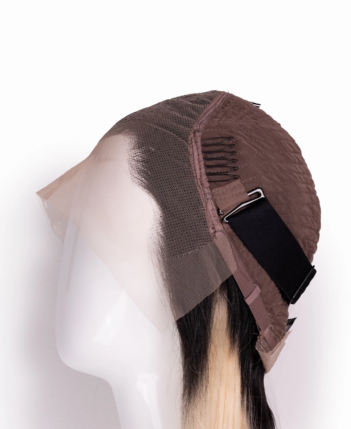 lace front human wig - 16" rooted platinum blonde.