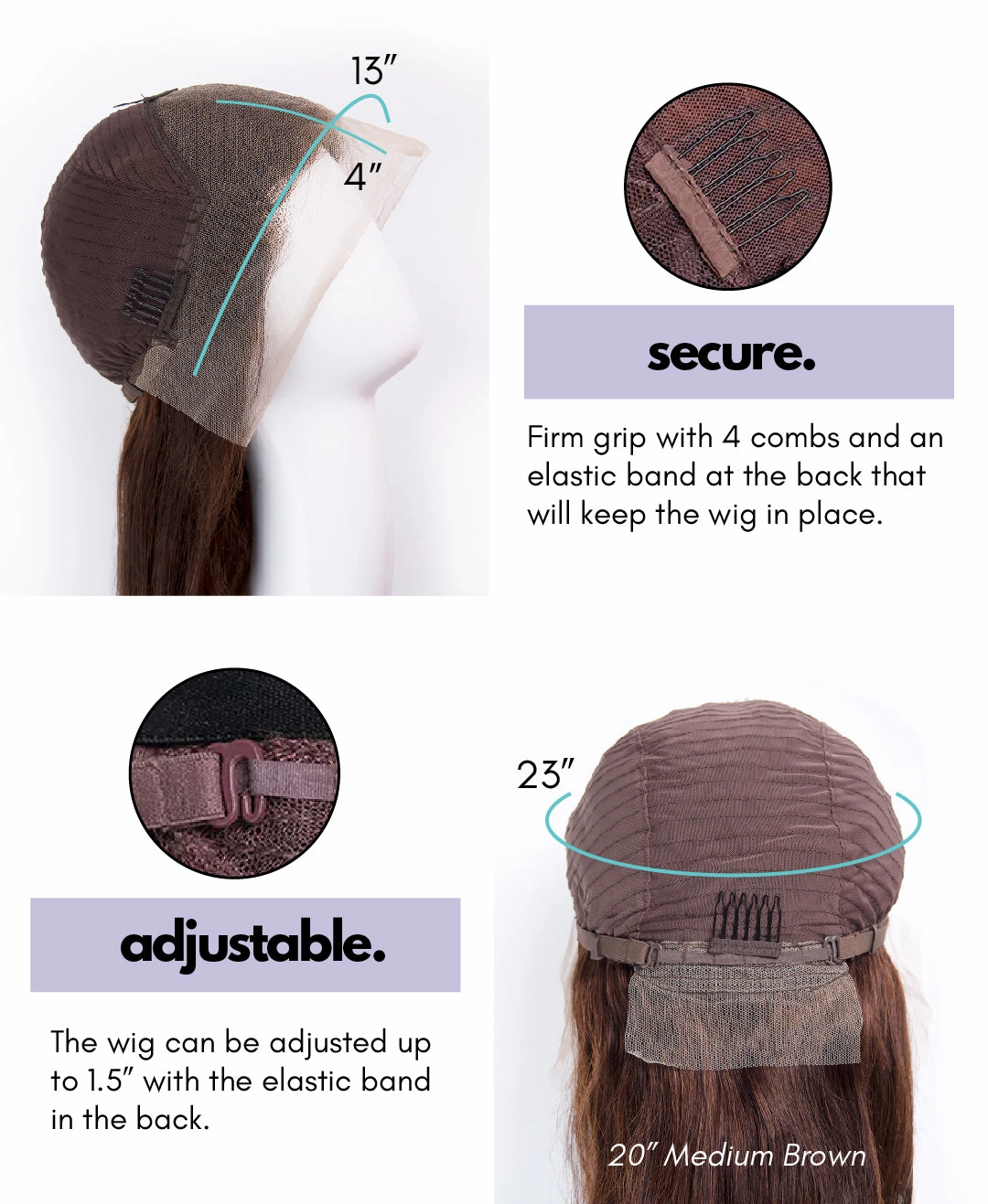 lace front human wig - 18" chocolate brown.