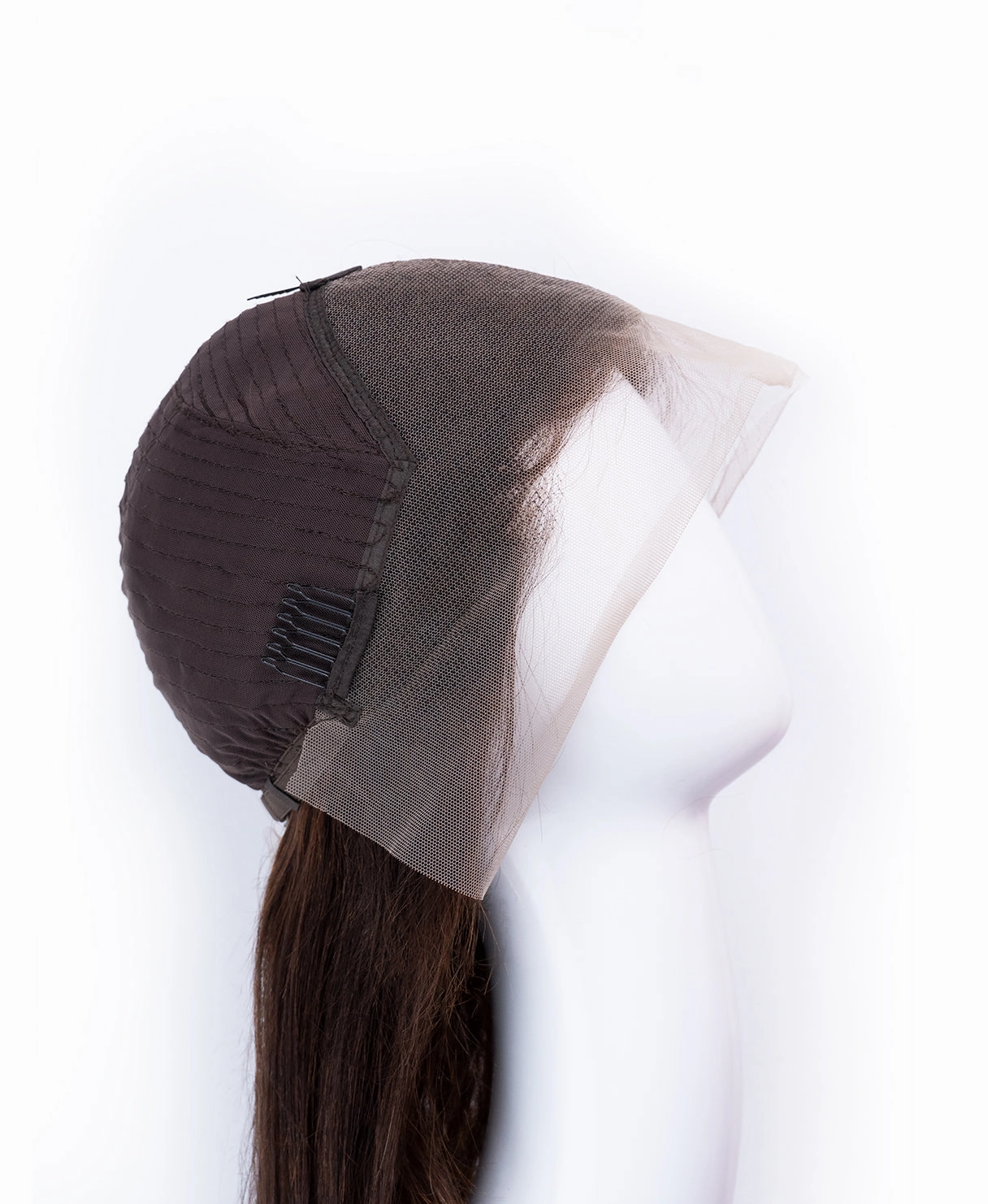 lace front human wig - 18" chocolate brown.