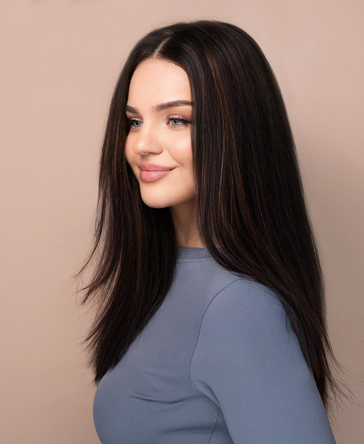lace front human wig - 18" mocha balayage.