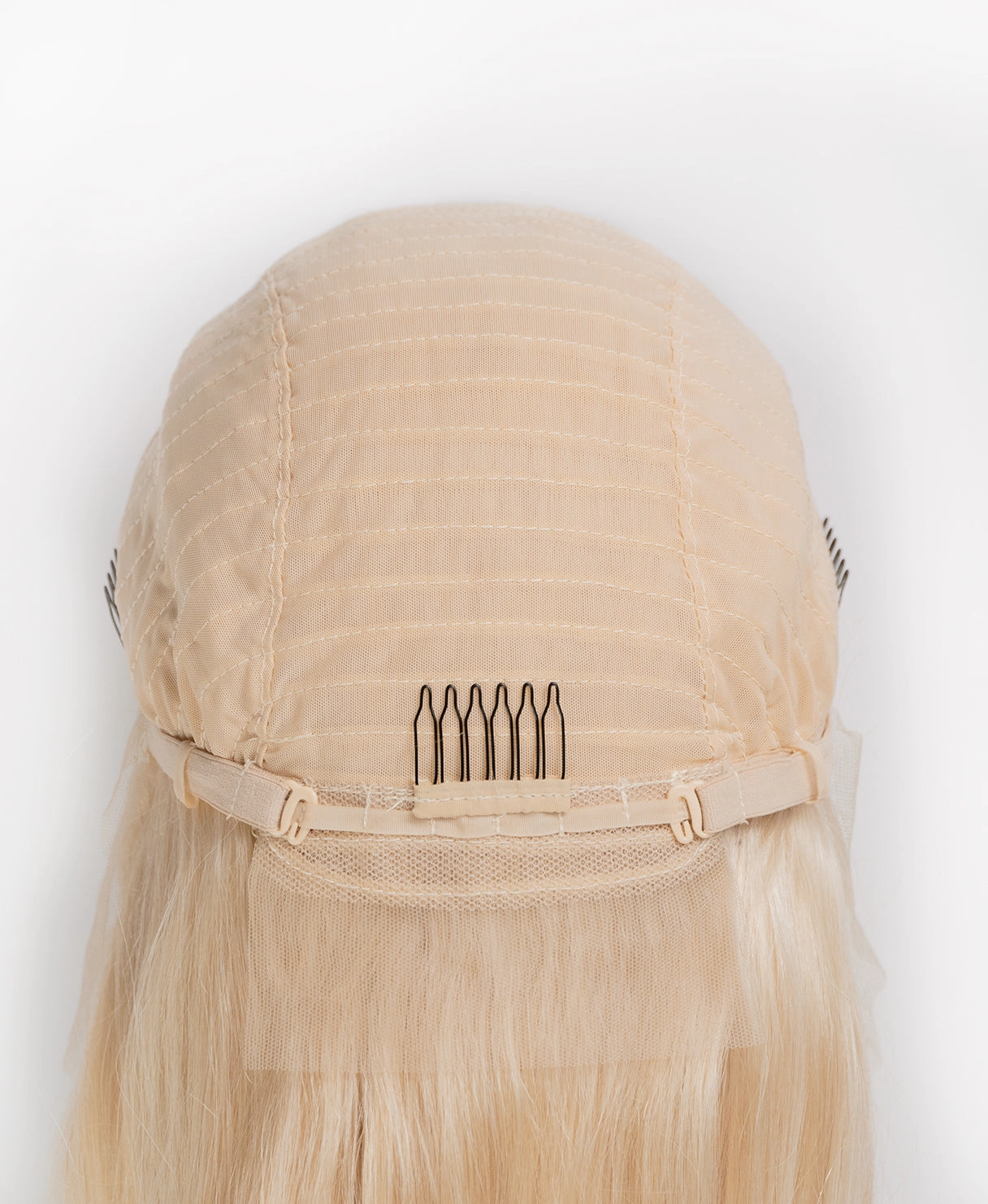 lace front human wig - 18" platinum blonde.