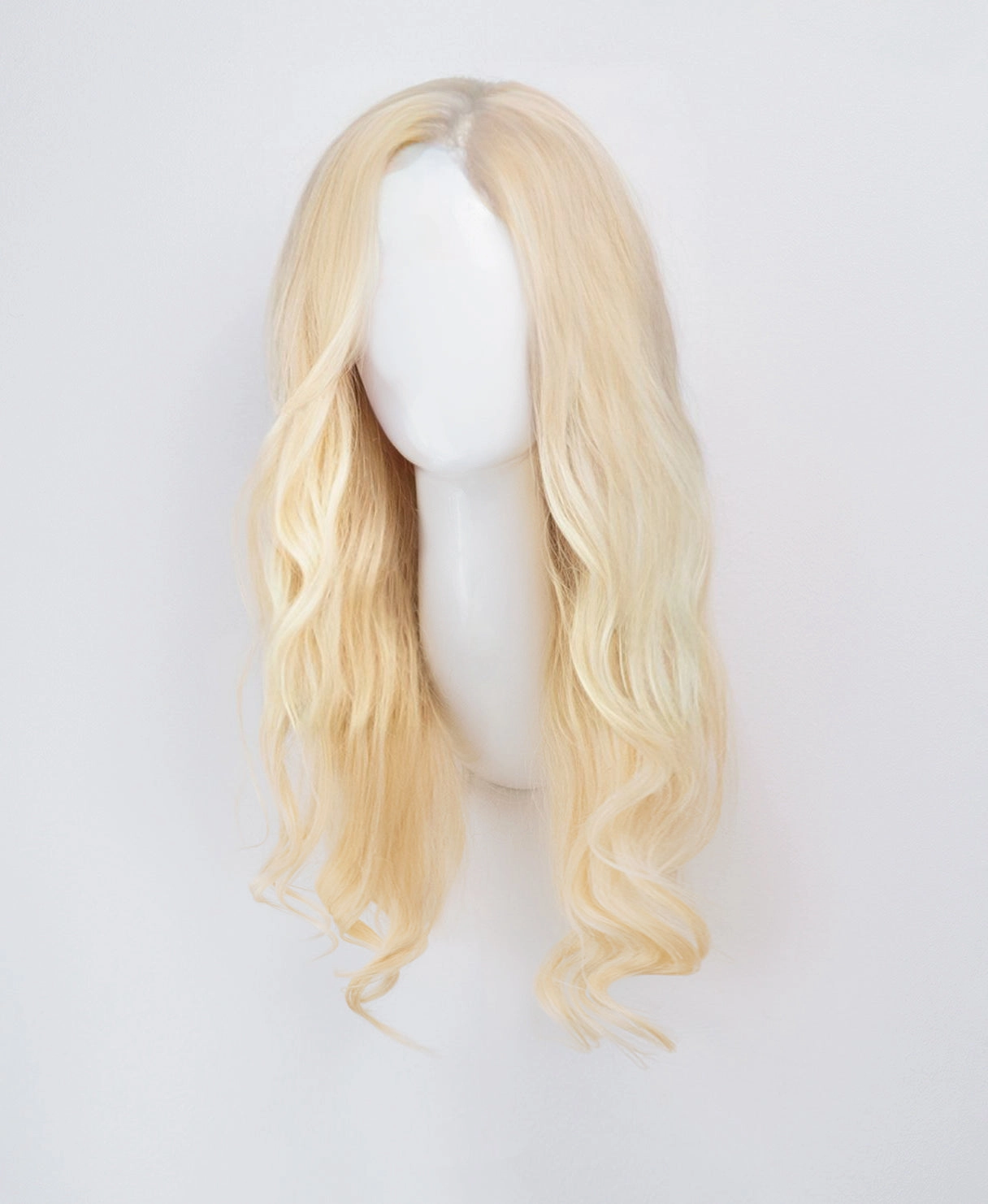 lace front human wig - 18" platinum blonde.
