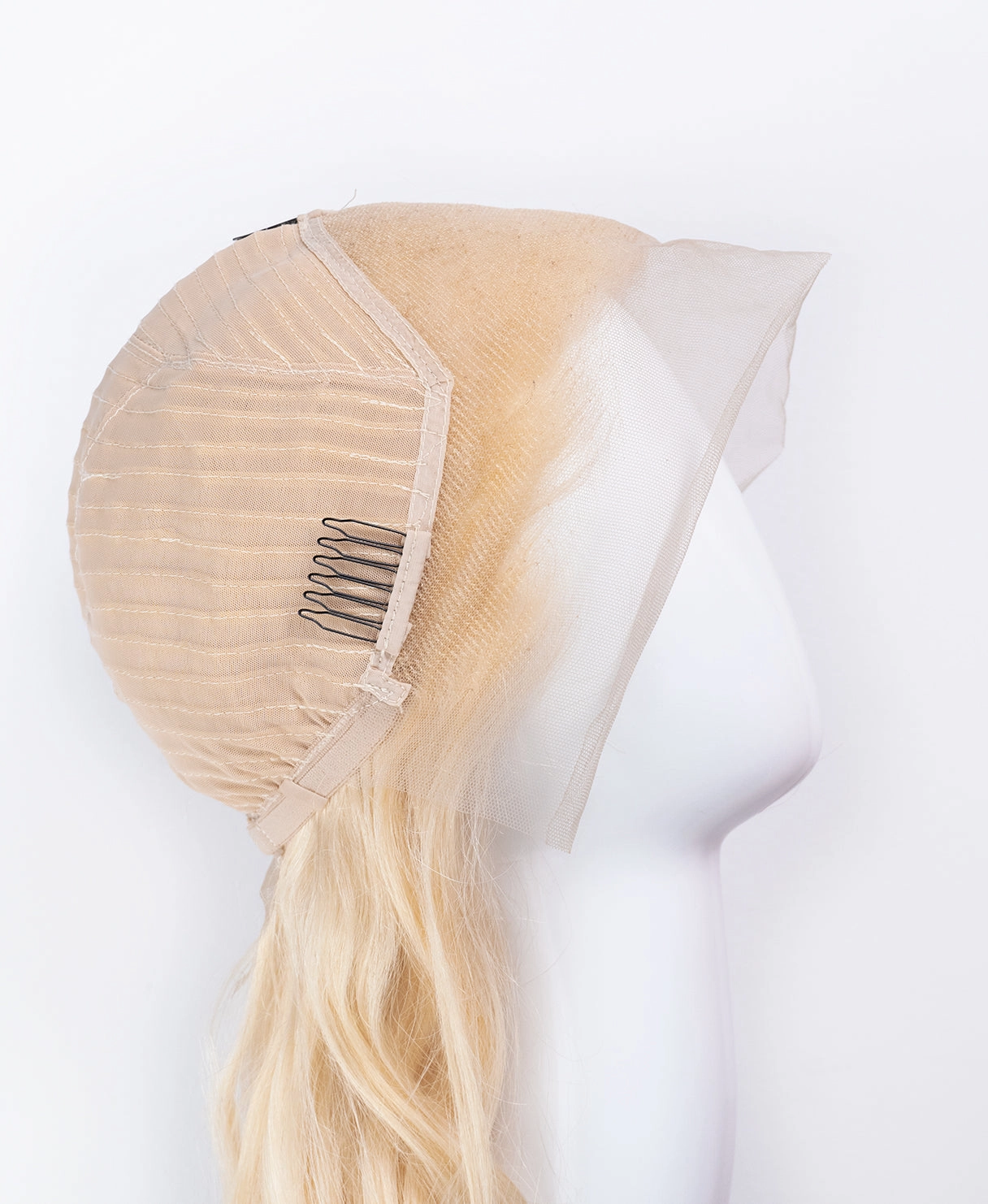 lace front human wig - 18" platinum blonde.