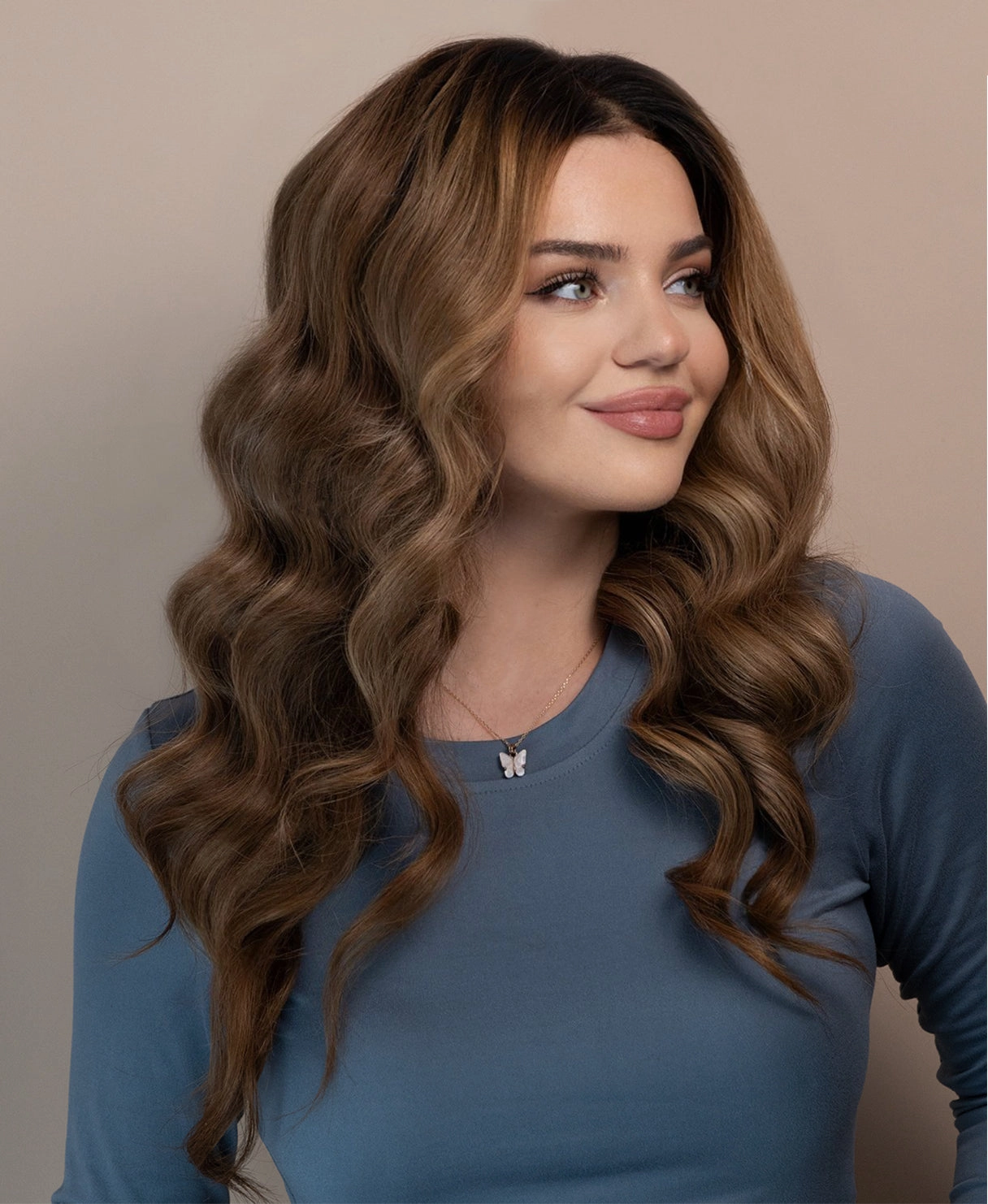 lace front human wig - 20" ash brown balayage.