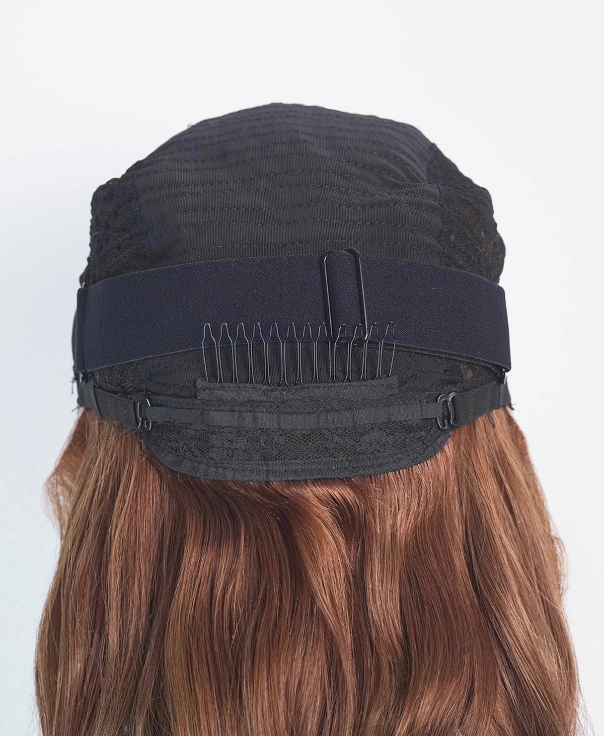 lace front human wig - 20" auburn babylights.
