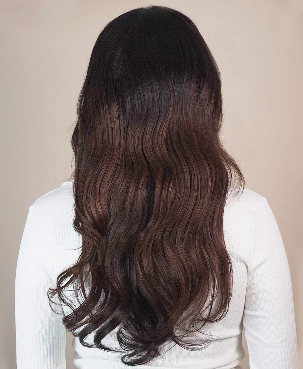 lace front human wig - 20" dark brown balayage.