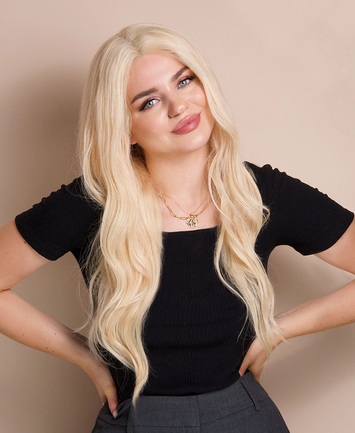 lace front  human wig - 20" platinum blonde.