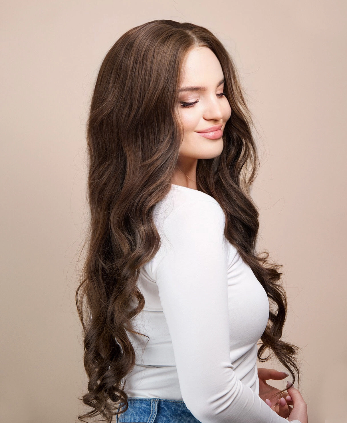 lace front human wig - 24" medium brown.