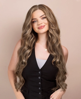 lace front human wig - 26" ash blonde.