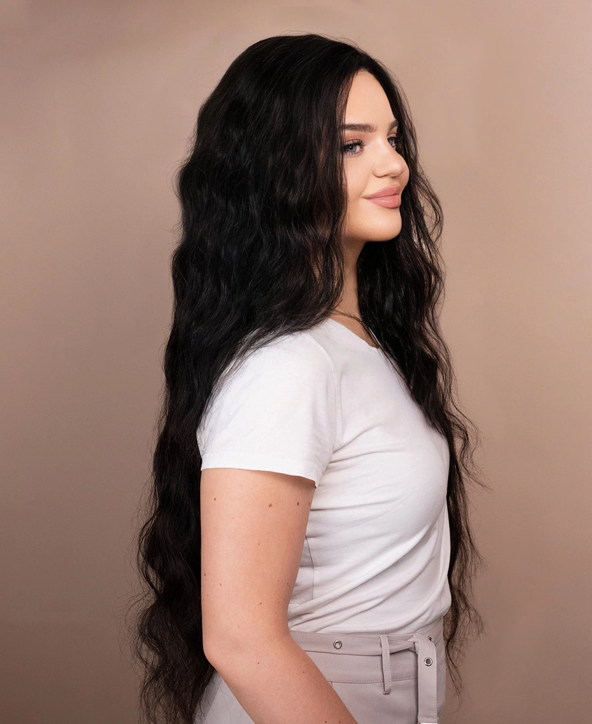 lace front human wig wavy 5x5 - 32" natural black.