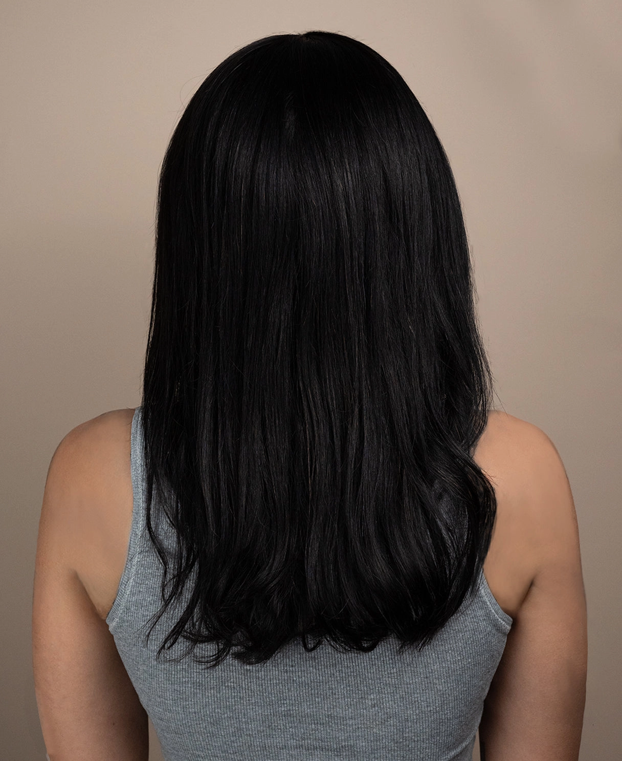 lace front wavy human wig - 18" natural black.