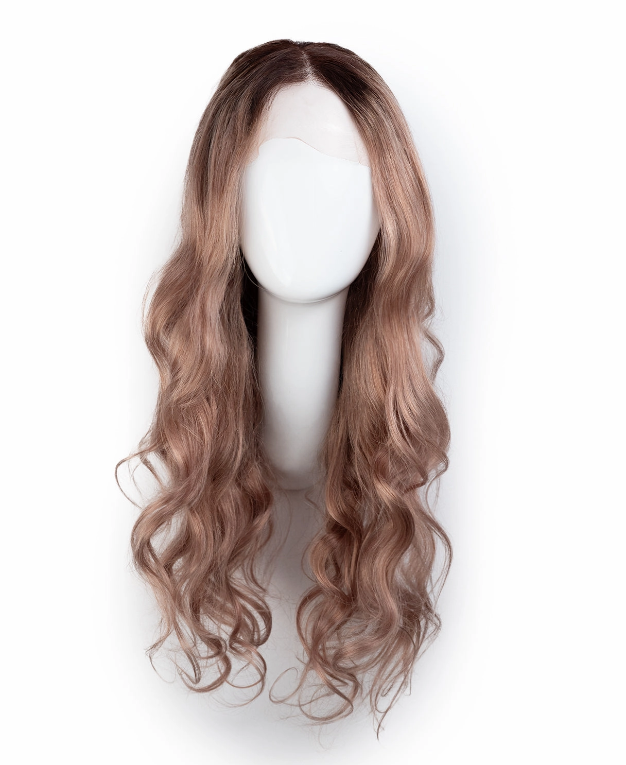 lace front wavy human wig - 22" rooted ros.