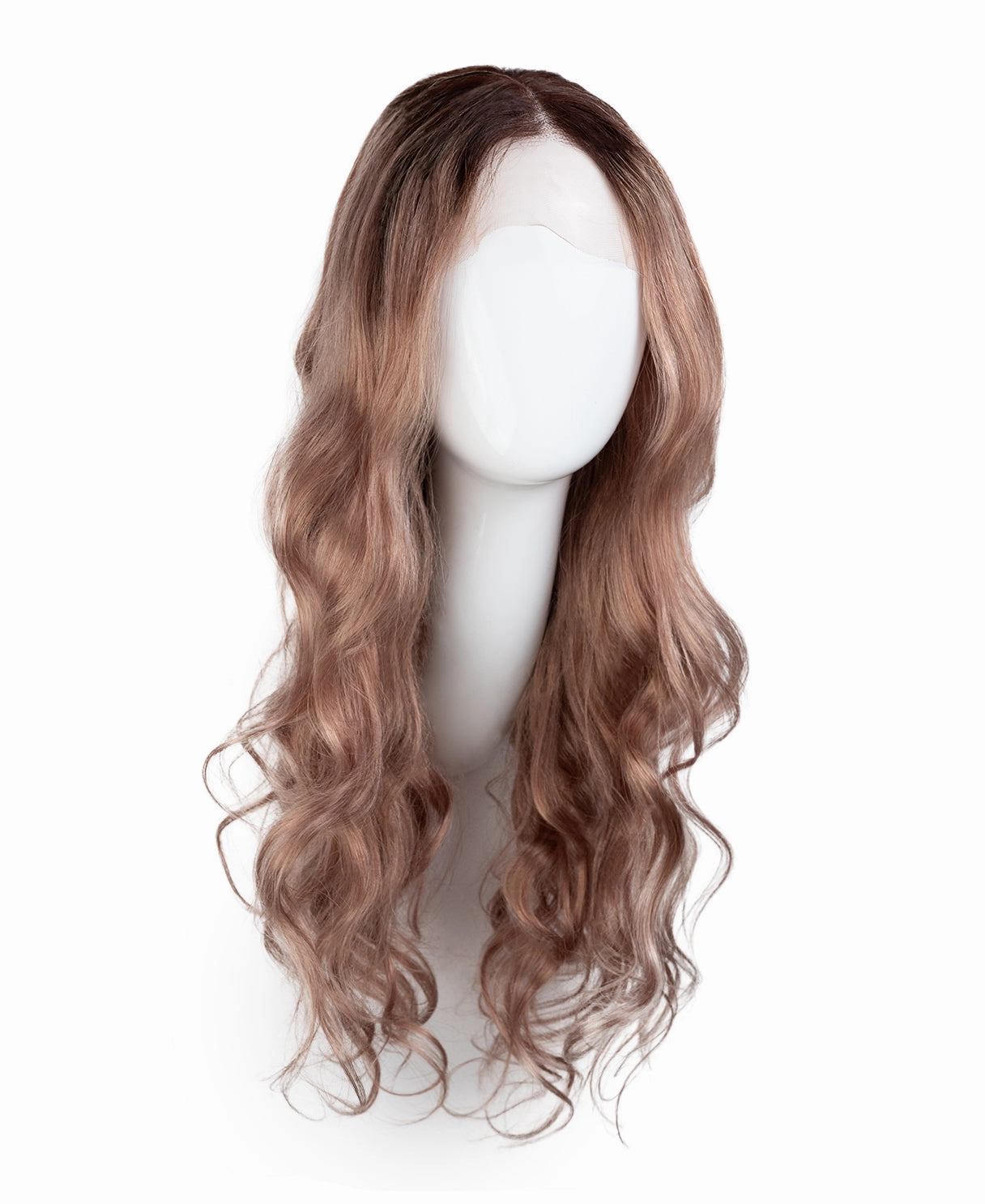 lace front wavy human wig - 22" rooted ros.