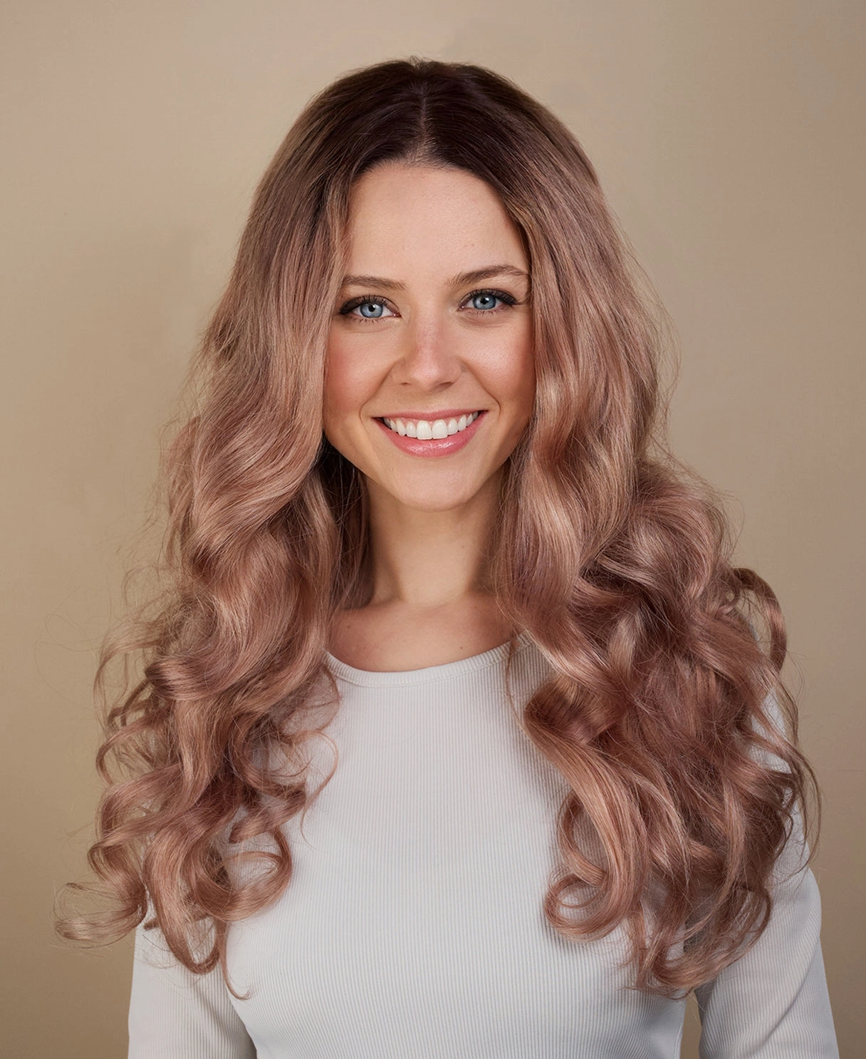 lace front wavy human wig - 22" rooted ros.