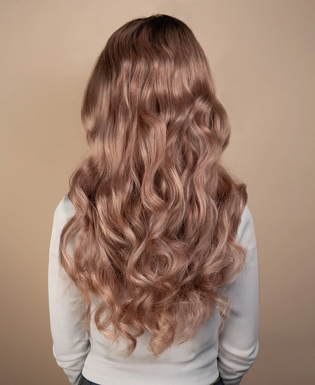 lace front wavy human wig - 22" rooted ros.