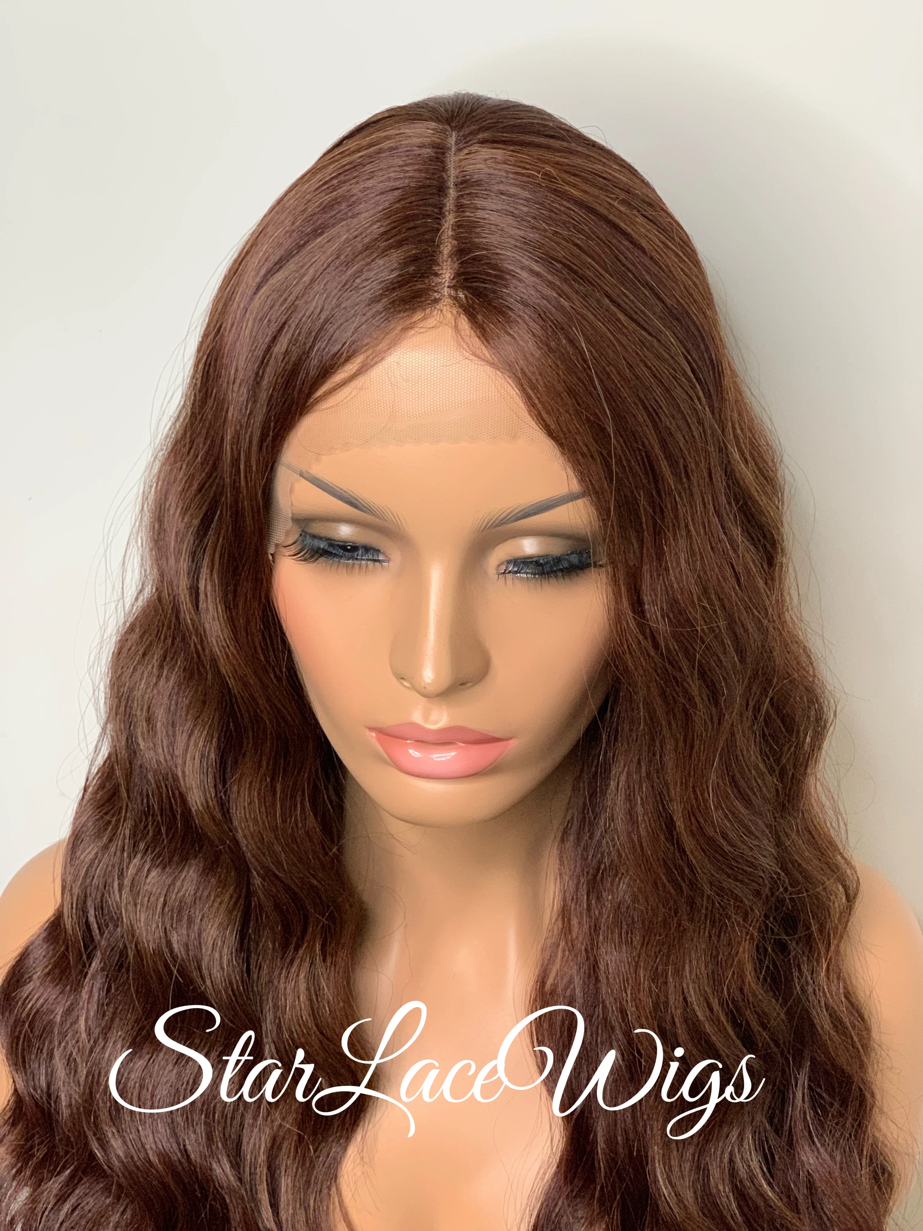 Lace Front Wig Long Wavy Middle Part Brown - Marie