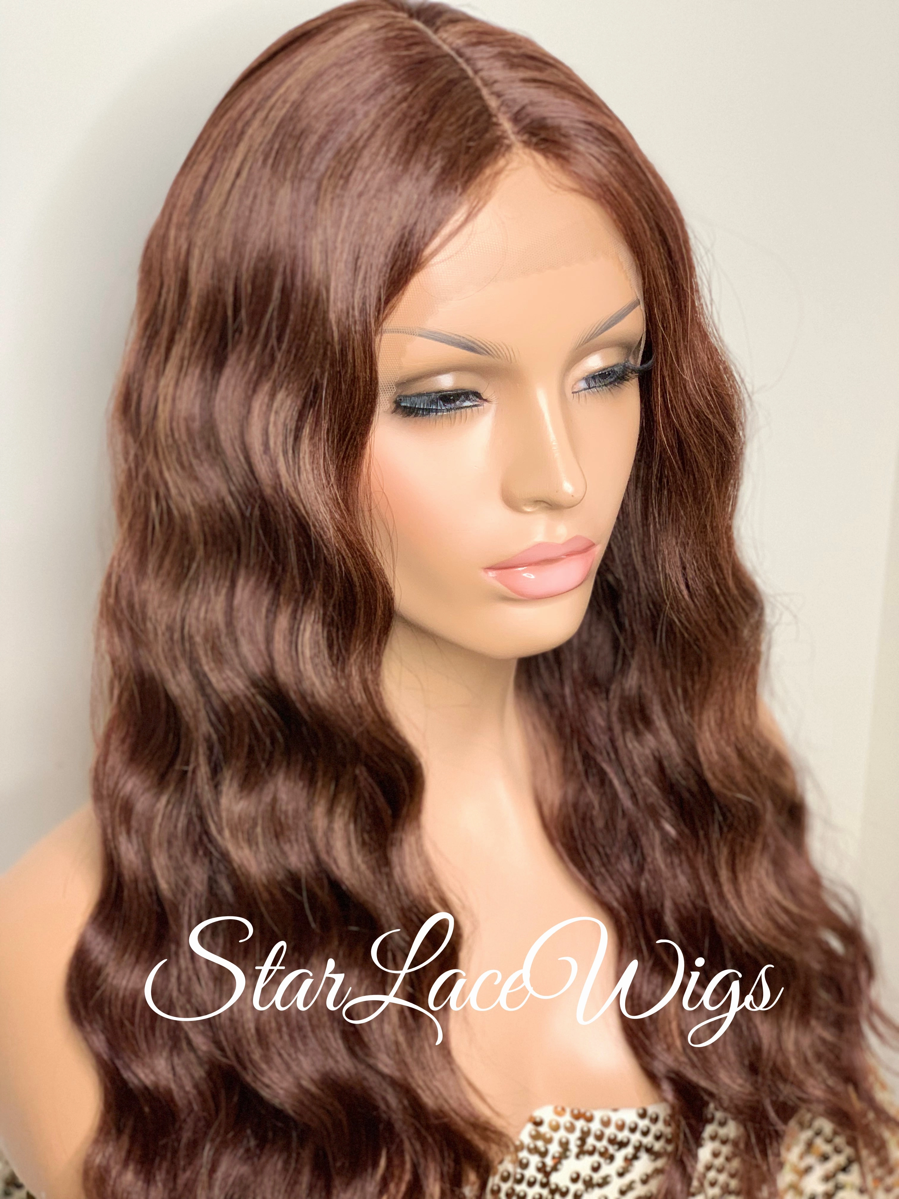 Lace Front Wig Long Wavy Middle Part Brown - Marie