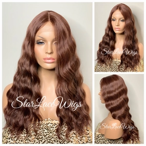 Lace Front Wig Long Wavy Middle Part Brown - Marie