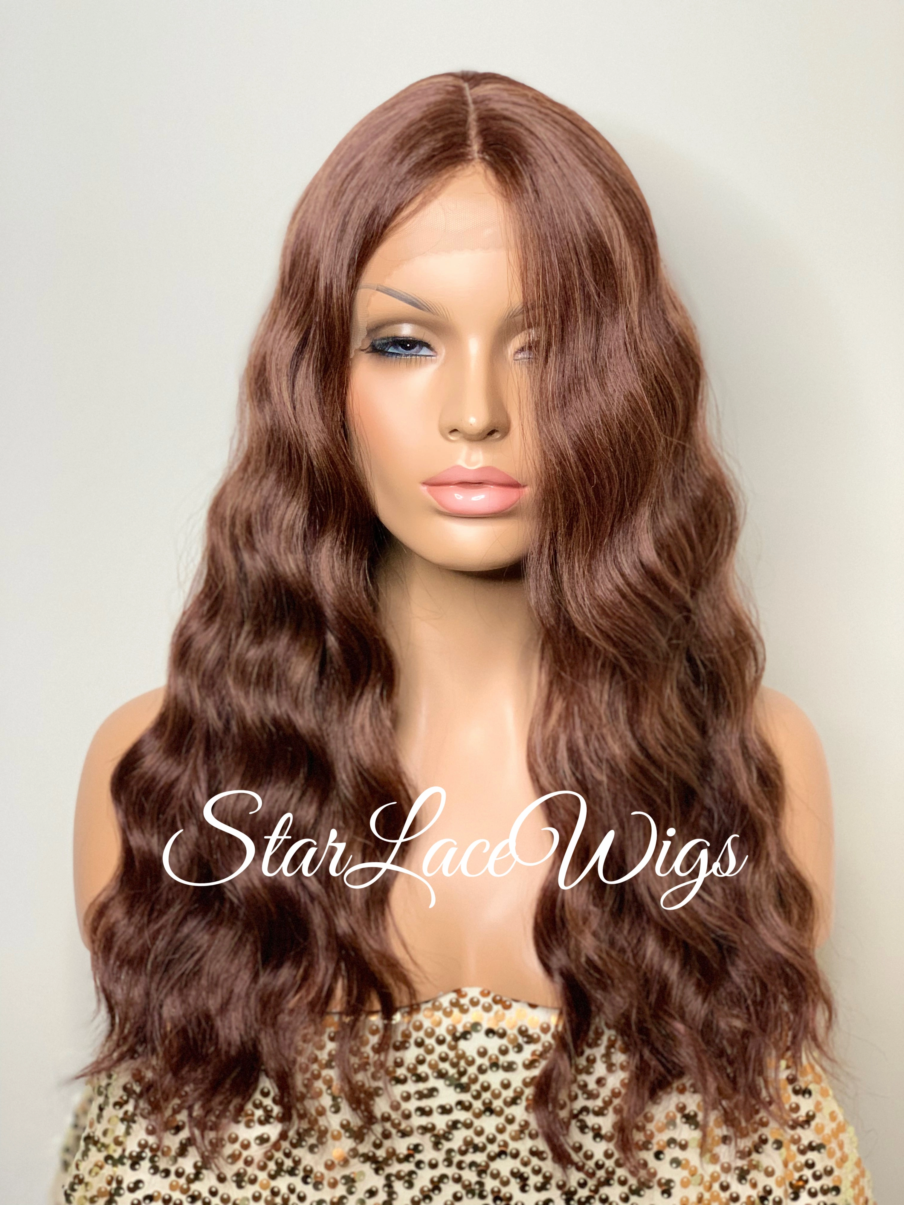 Lace Front Wig Long Wavy Middle Part Brown - Marie