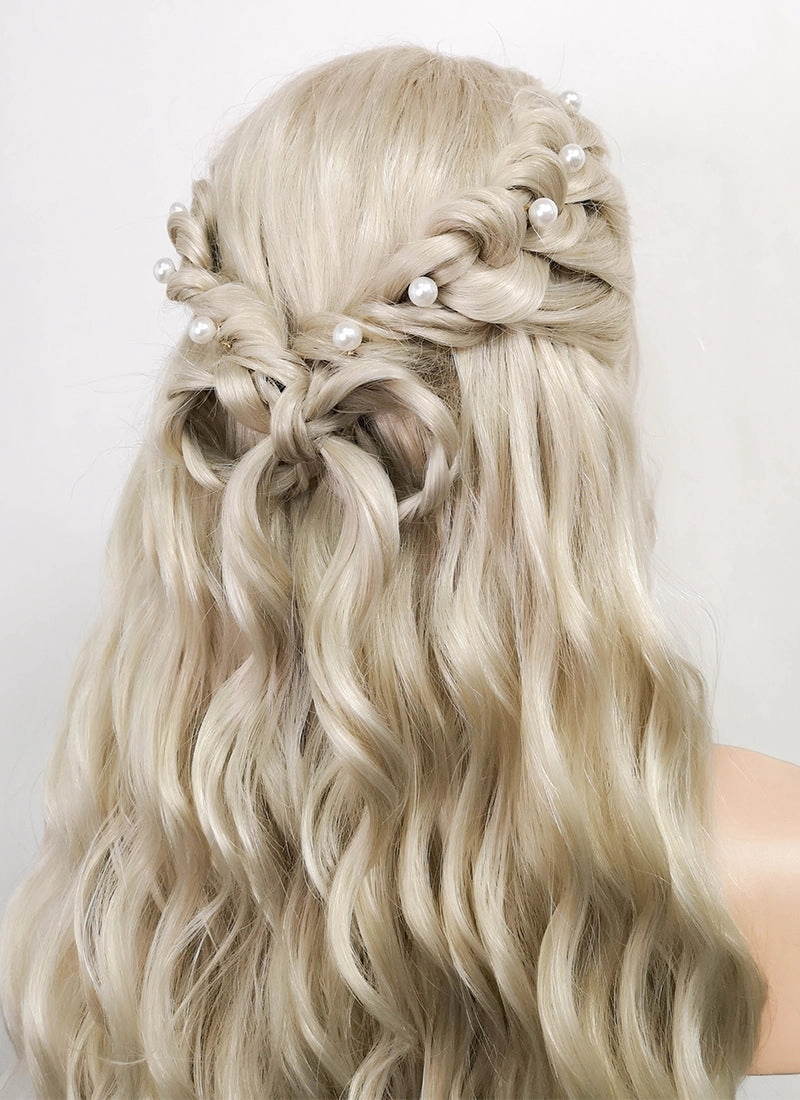 Light Ash Blonde Braided Lace Front Synthetic Wig LF2092