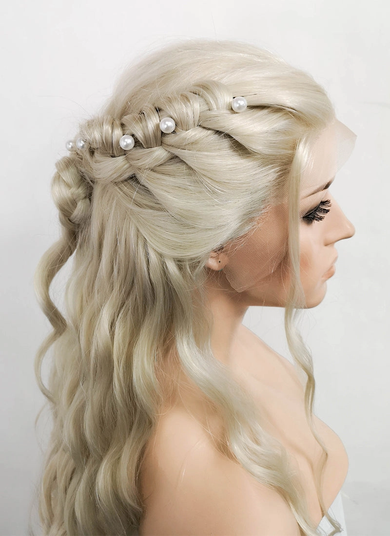 Light Ash Blonde Braided Lace Front Synthetic Wig LF2092