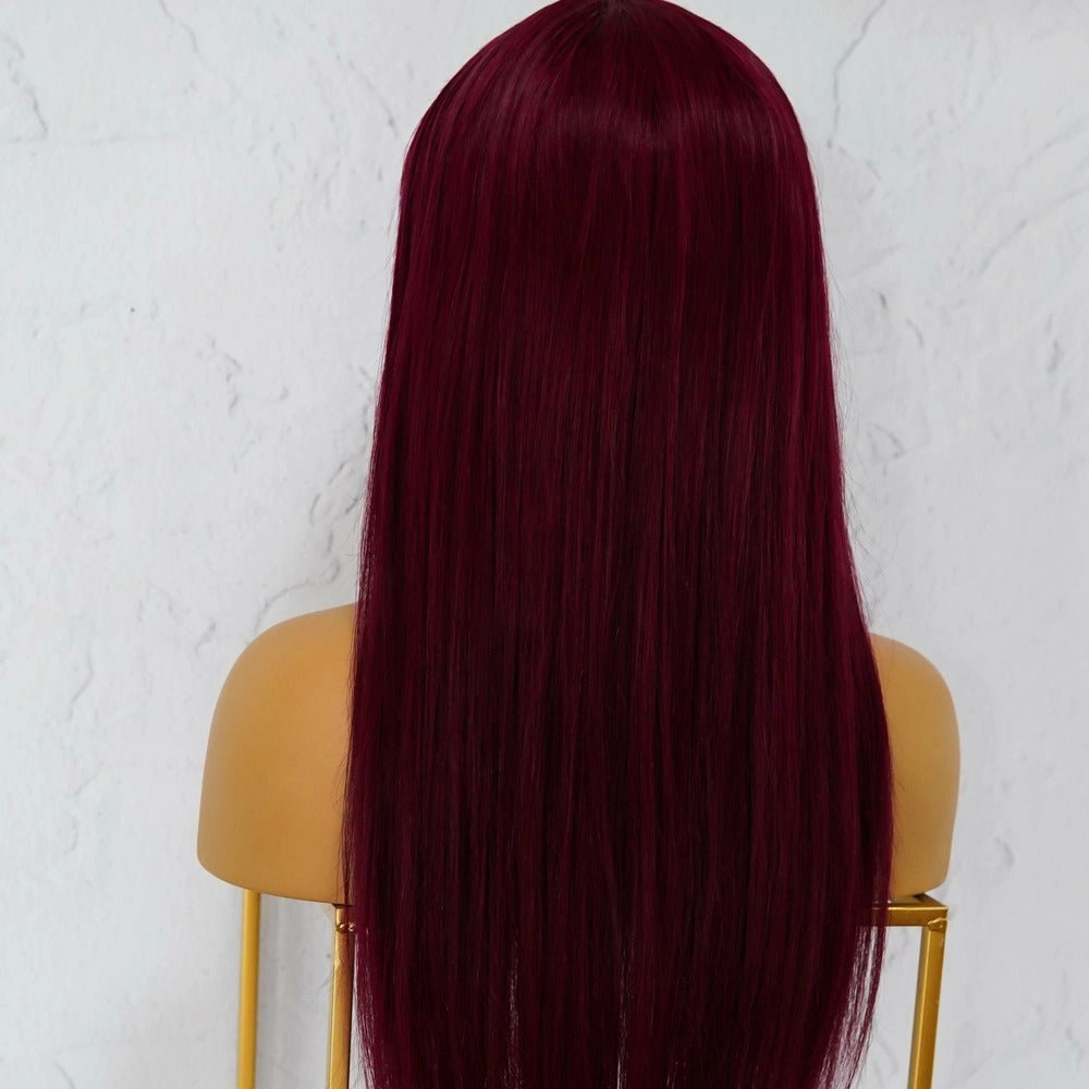 LILLY Burgundy Red Human Hair Lace Front Wig ** READY TO SHIP **