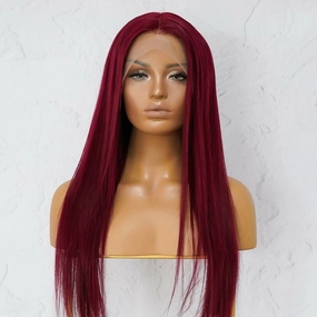LILLY Burgundy Red Human Hair Lace Front Wig ** READY TO SHIP **