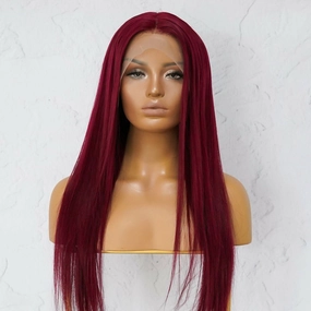 LILLY Burgundy Red Human Hair Lace Front Wig
