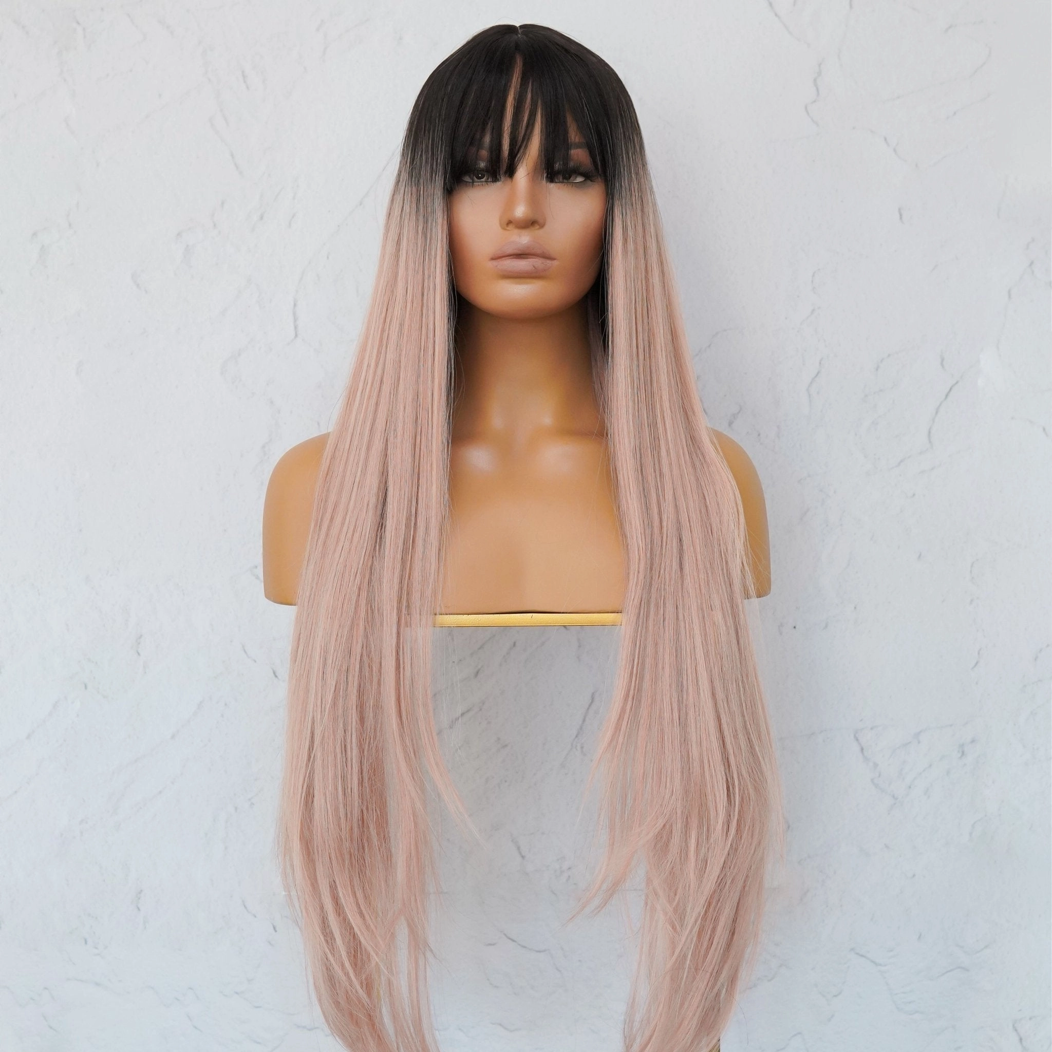 LIRA Dusty Caramel Pink Ombre Fringe Wig