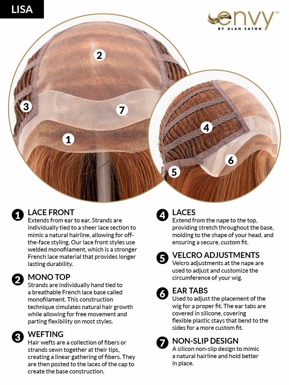 Lisa Wig by Envy | Human Hair/Heat Friendly Synthetic Blend Hair | Average Cap