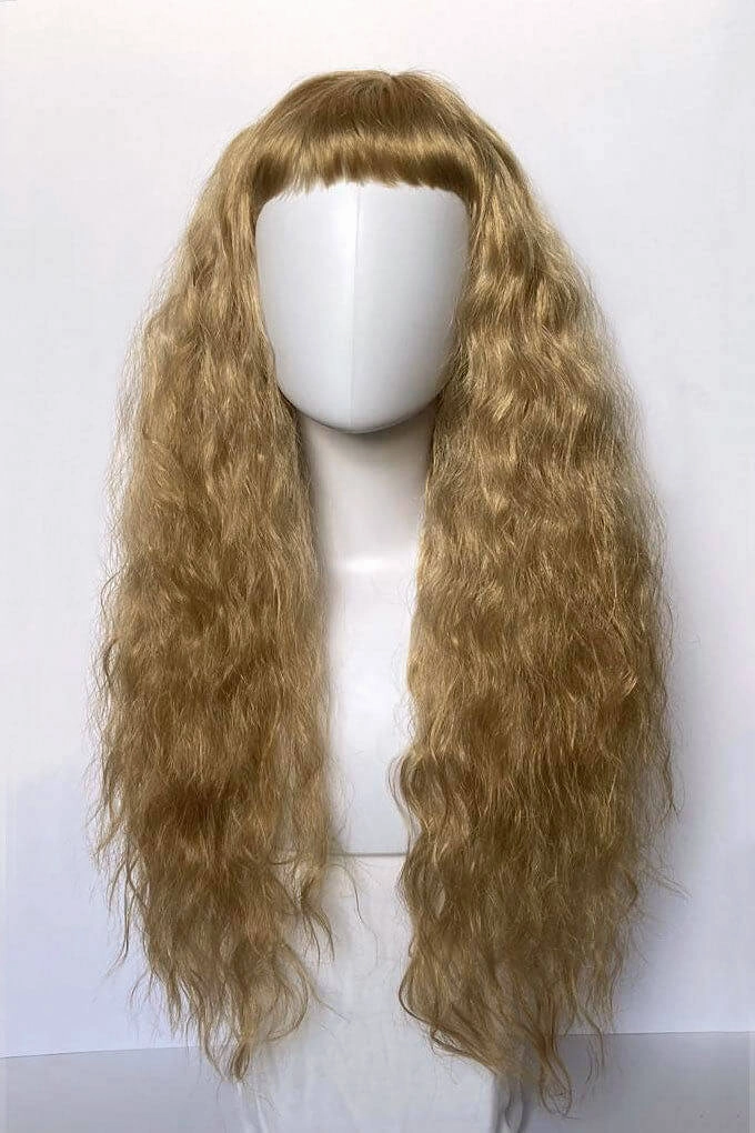 Long blonde wig with crimped mermaid waves: Astrid