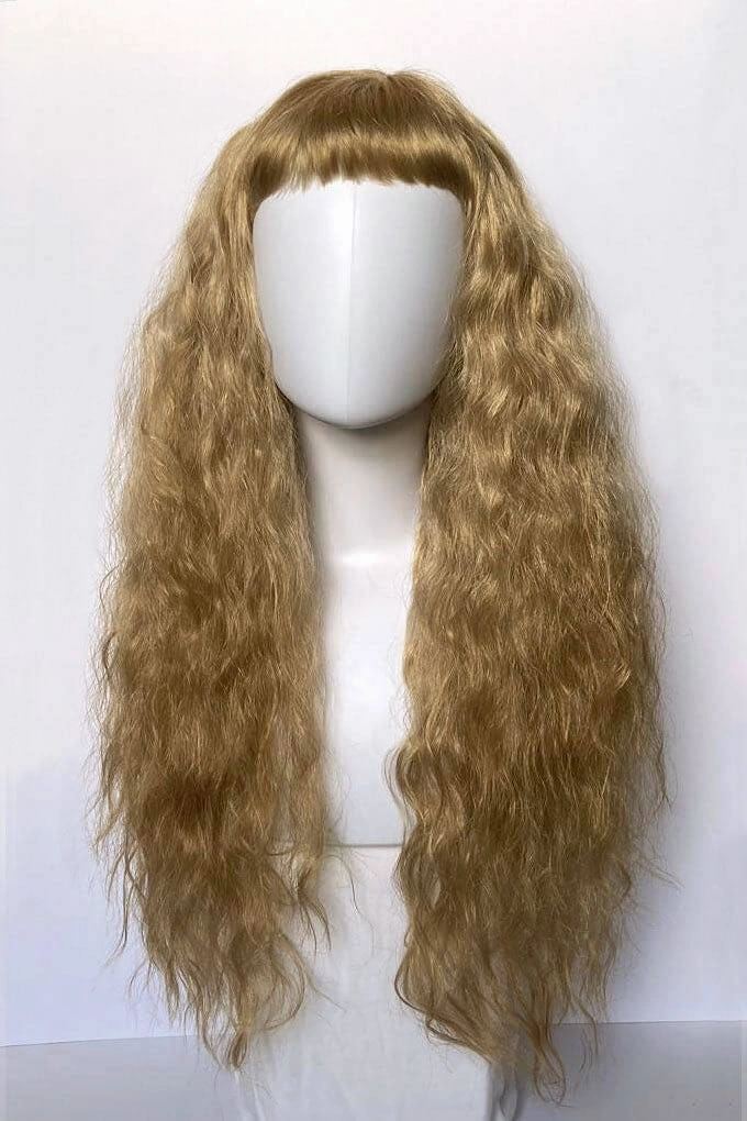 Long blonde wig with crimped mermaid waves: Astrid