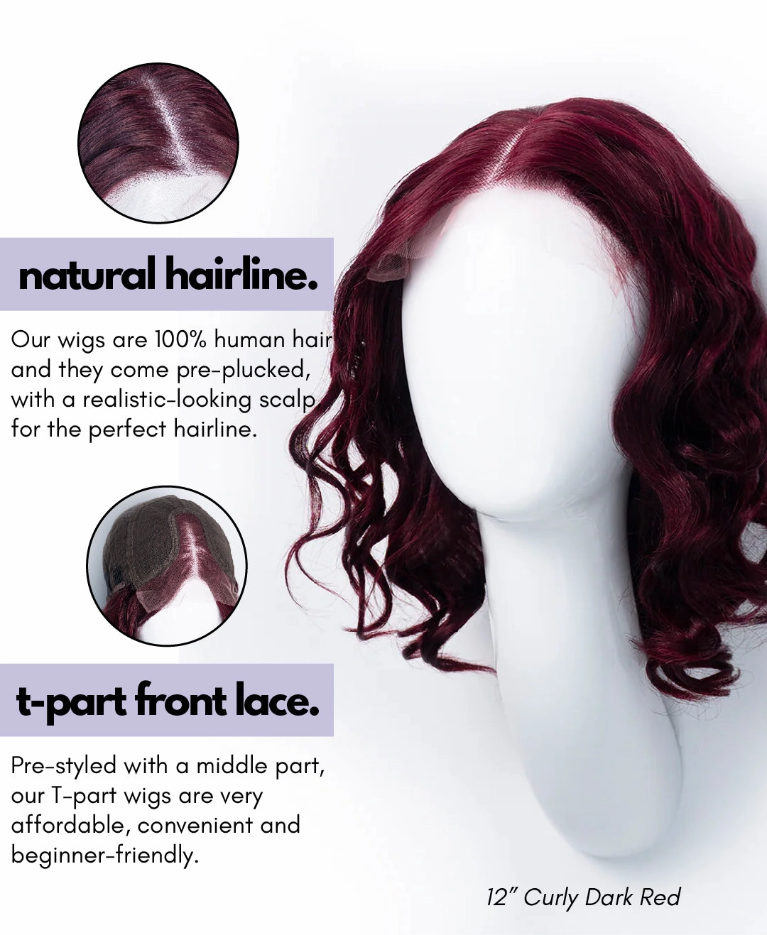 long bob human wig - 10" red money piece highlights.