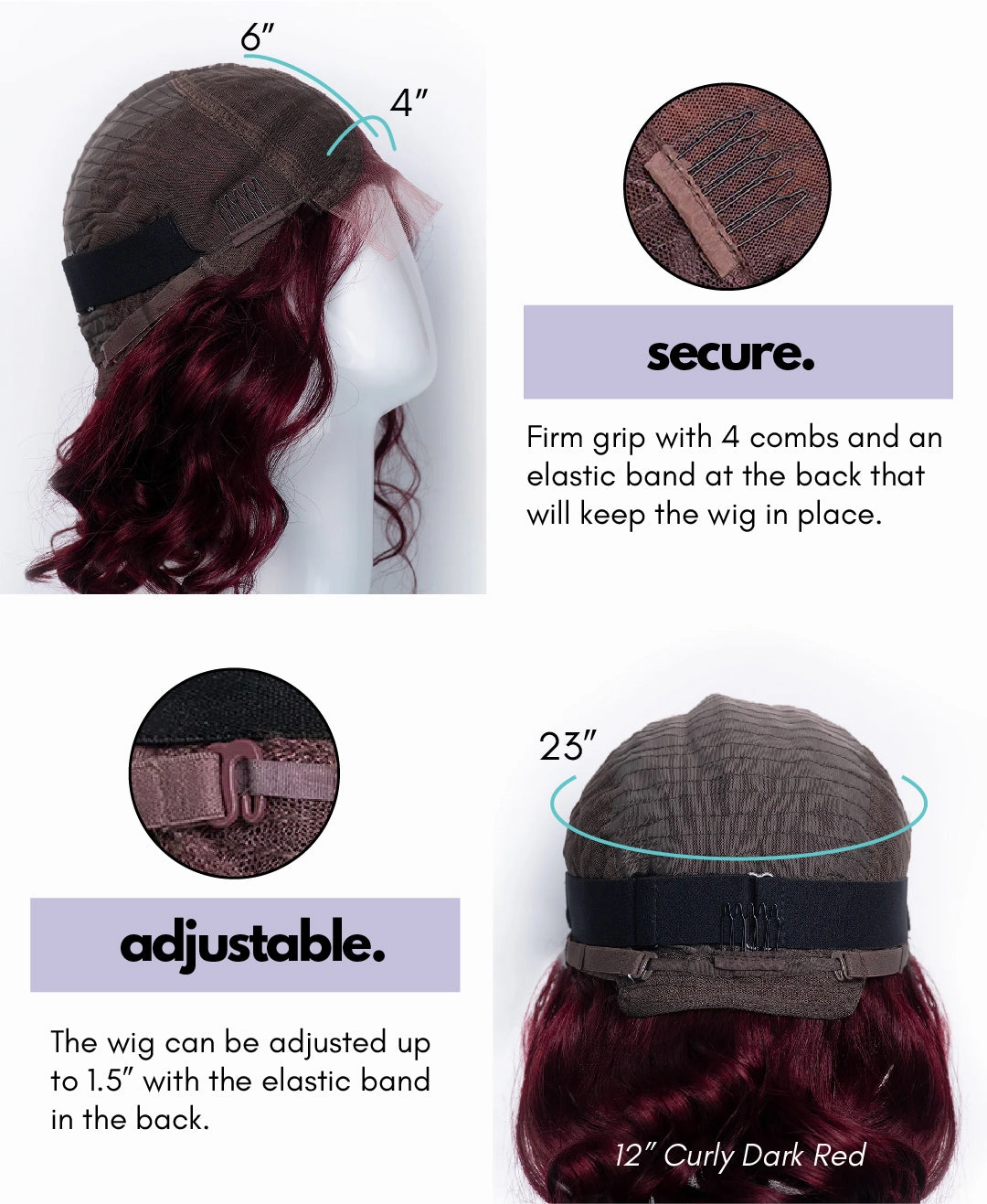long bob human wig - 10" red money piece highlights.