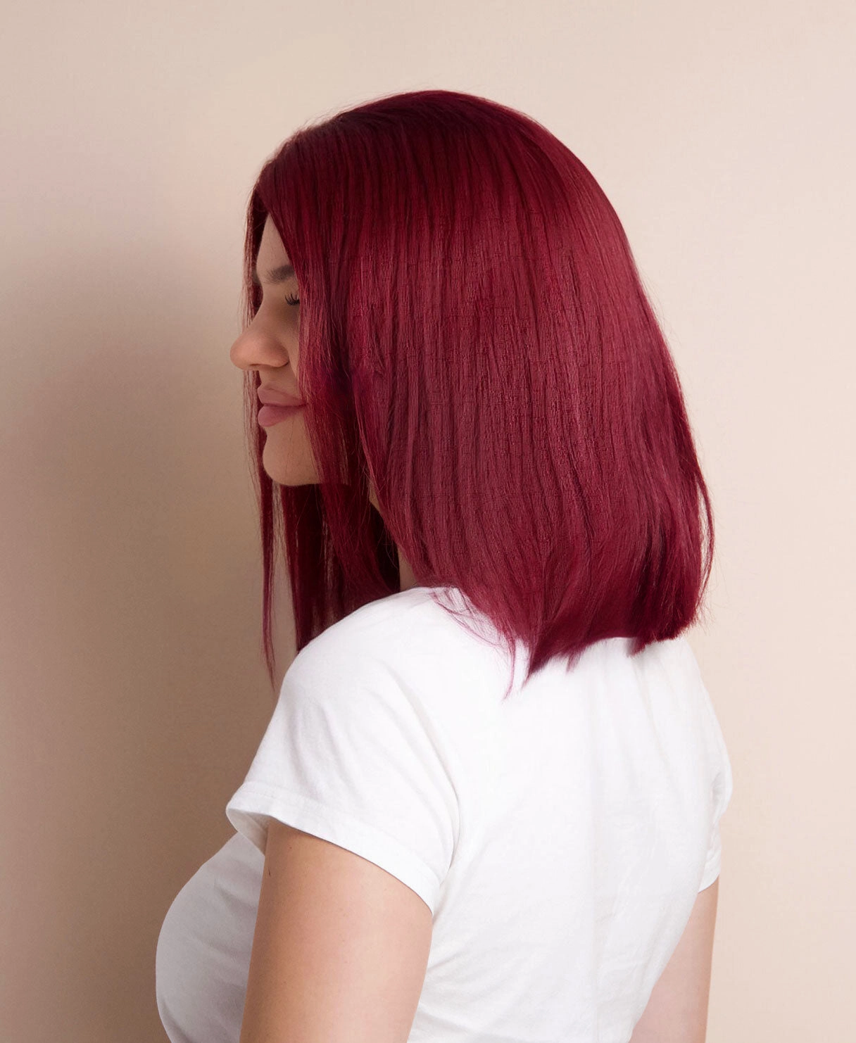 long bob human wig  - 12" cherry red.