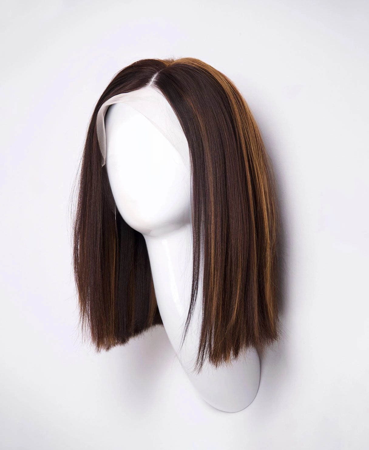 long bob human wig  - 12" dark highlights.