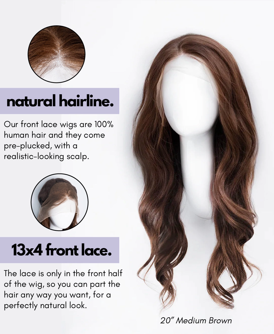 long bob human wig  - 12" dark highlights.