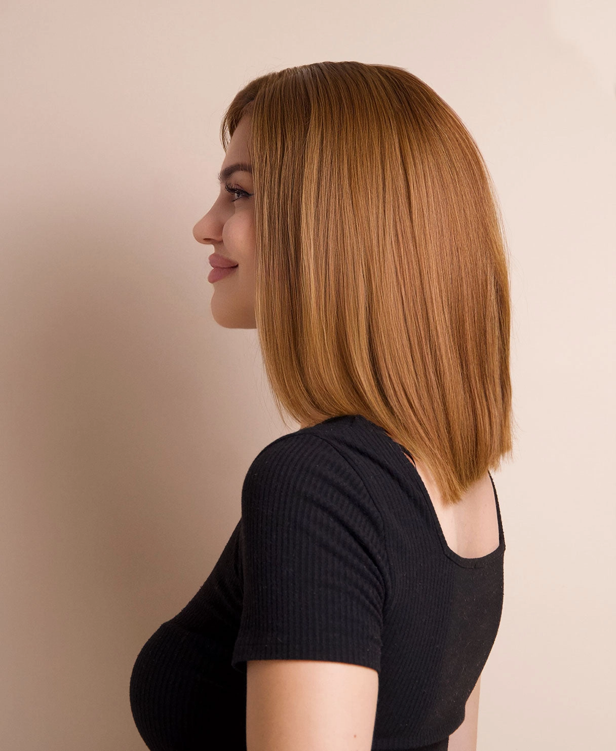 long bob human wig  - 12" light brown.