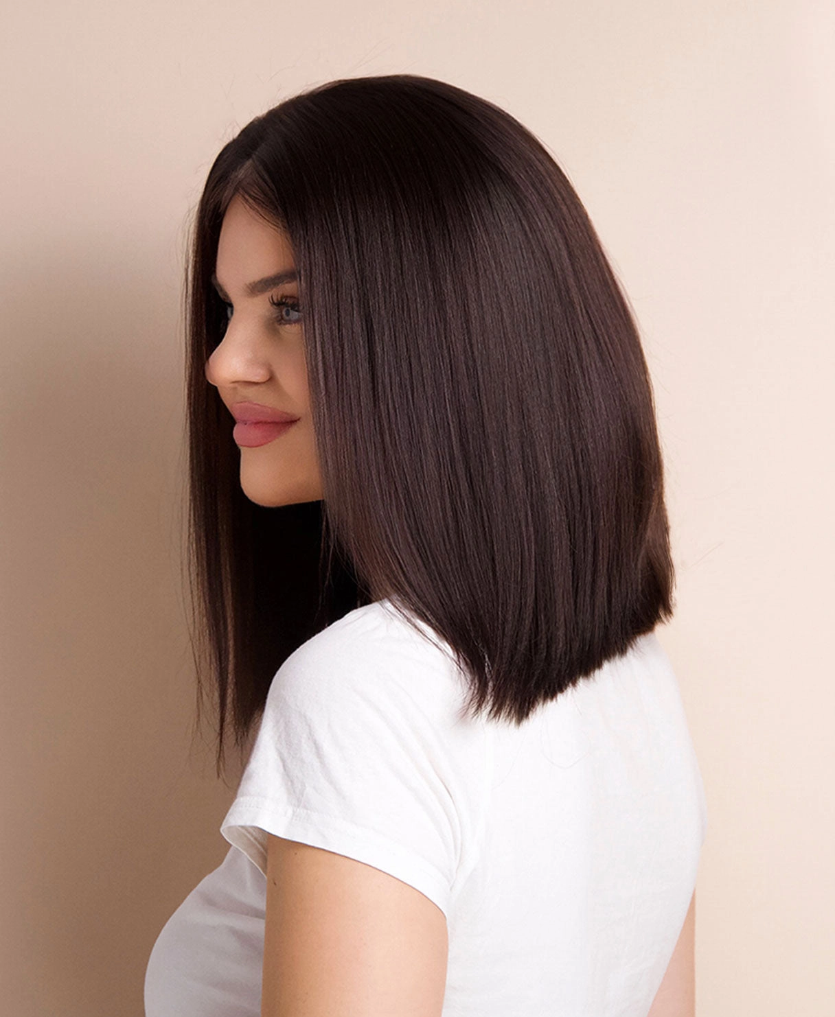 long bob human wig  - 12" natural black.