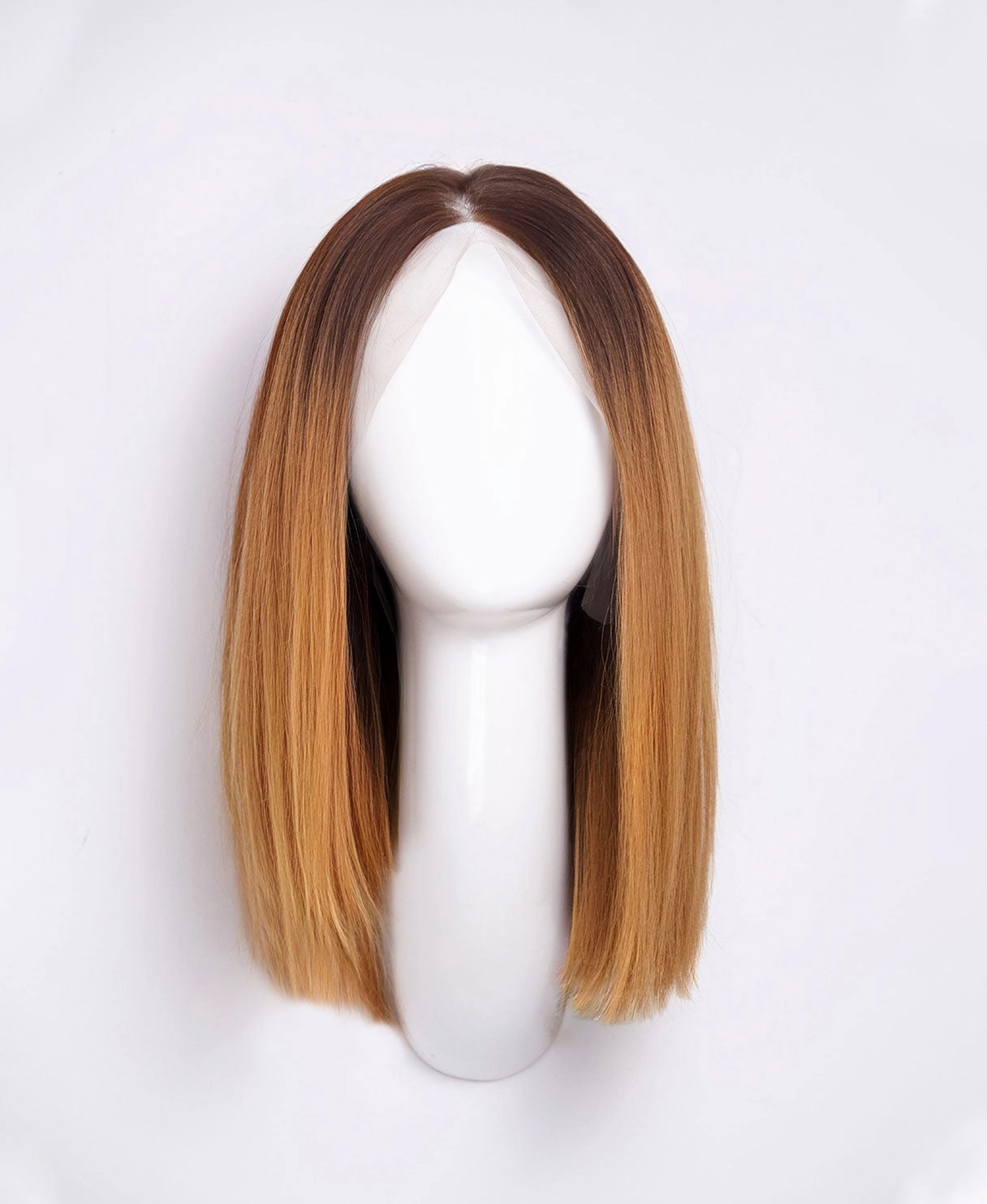long bob human wig  - 12" rooted brown.