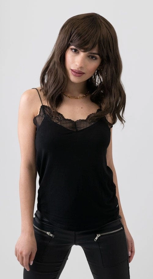 Long brown wavy bob (lob) wig: Lottie