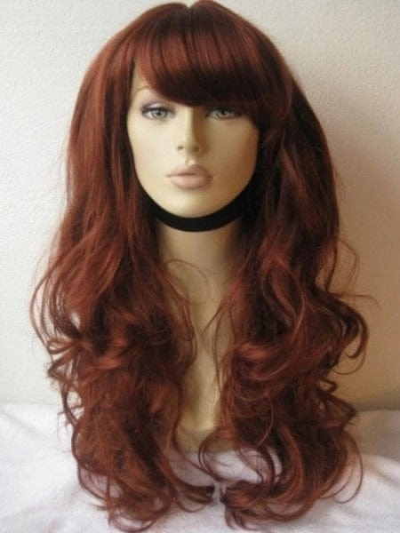 Long copper red wig with gentle waves: Kelly