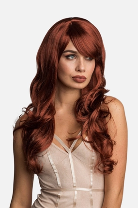 Long copper red wig with gentle waves: Kelly