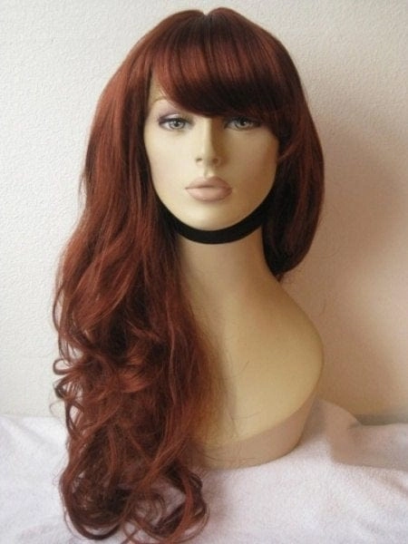 Long copper red wig with gentle waves: Kelly