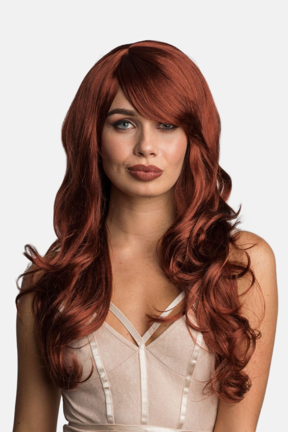 Long copper red wig with gentle waves: Kelly
