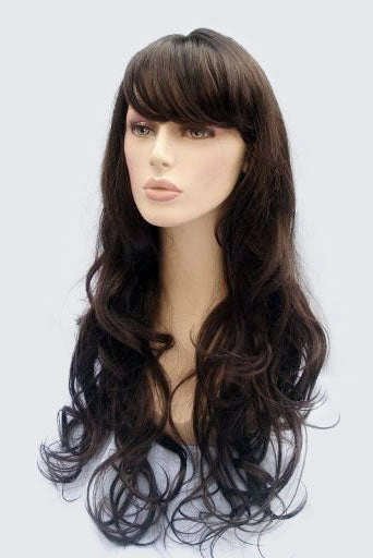 Long dark brown wig with gentle waves: Marina
