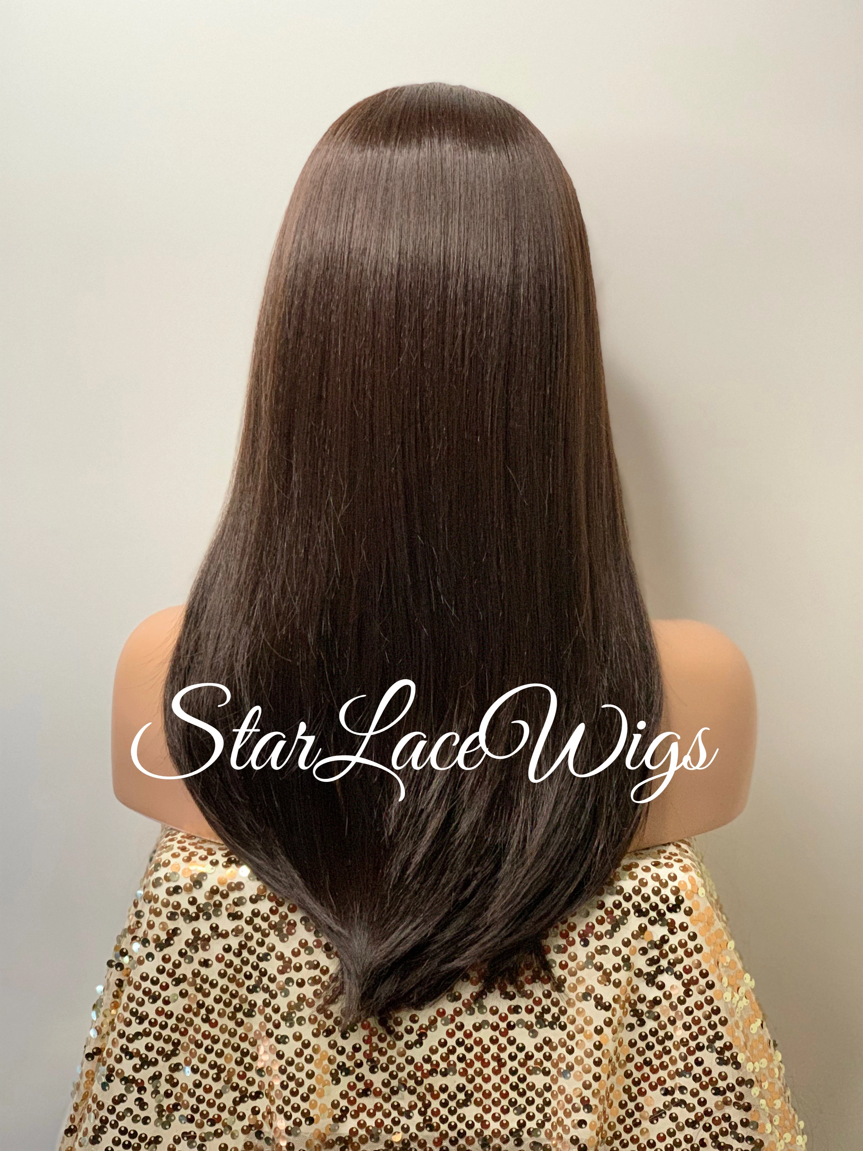 Long Lace Front Wig Brown #4 Straight (6x13) Parting Space - Halle