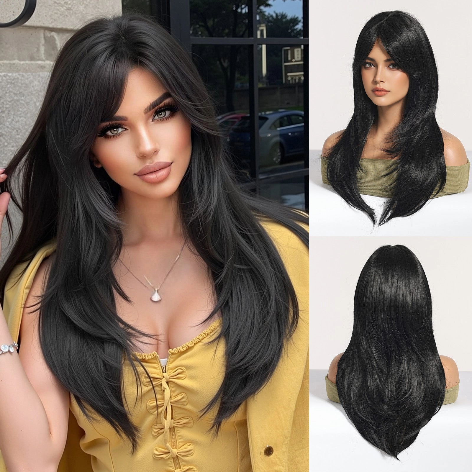 Long Layered Black Wig - MARKETPLACE