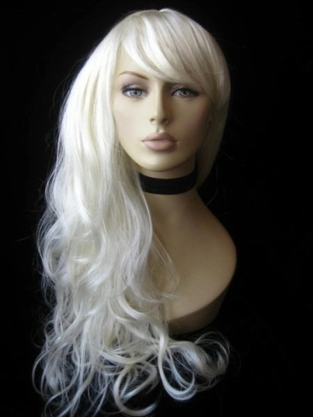 Long Platinum Blonde Wig (White Wig) Loose Curls: Andreana