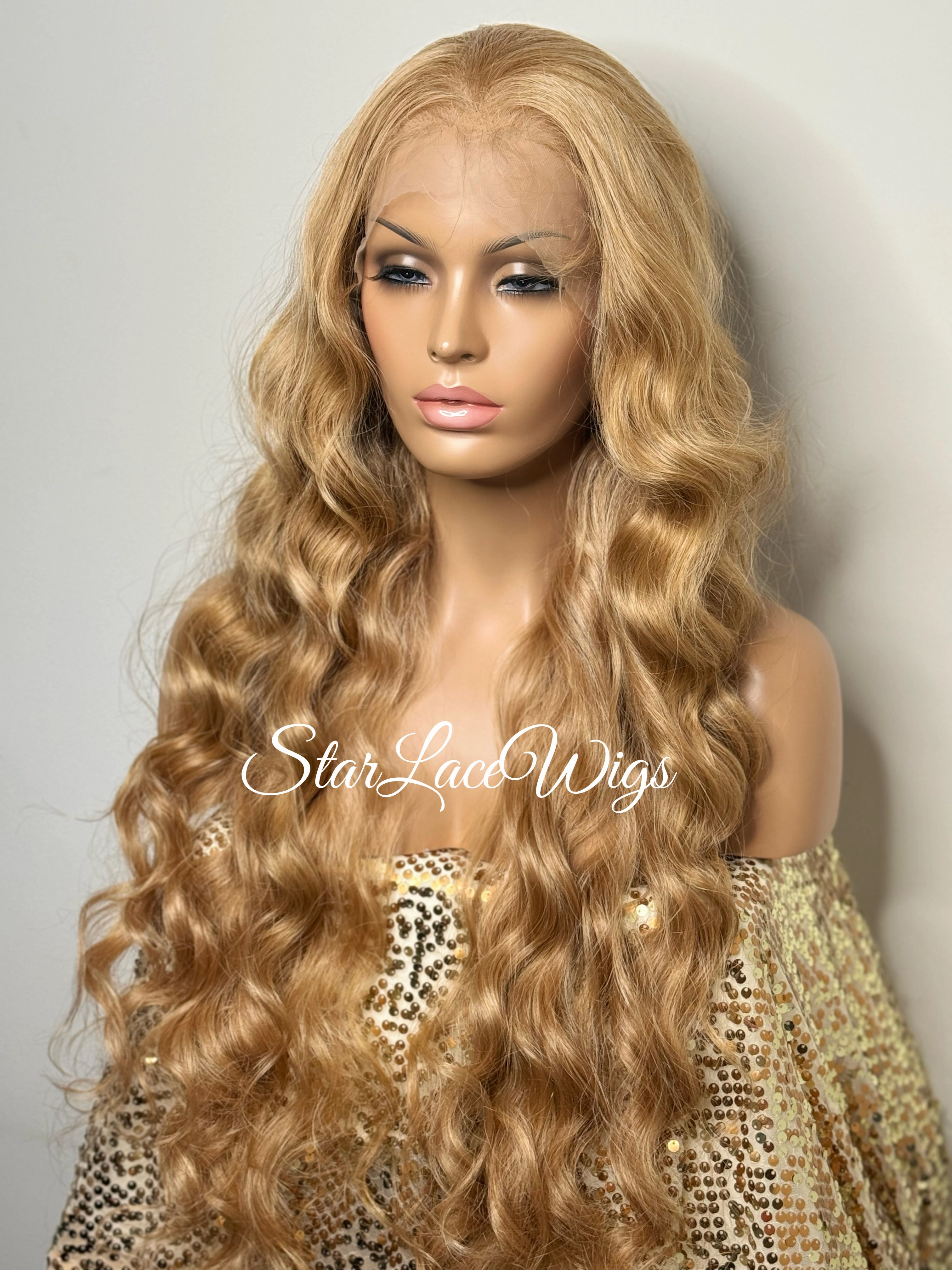 Long Strawberry Blonde Lace Front Wig (13x4) Parting Space Body Wave - Roseanne